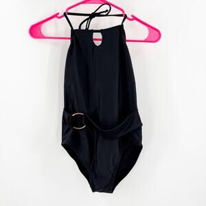 RAISINS GIRLS Swimsuit Size 12 One Piece Black NWT Halter Classic Swim Pool